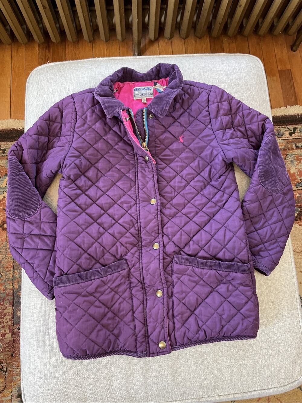 Joules Quilted Corduroy Jacket Riding Coat SIZE 11-12Y 152cm Plum / Duck Print